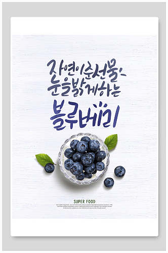 清新蓝莓食物海报