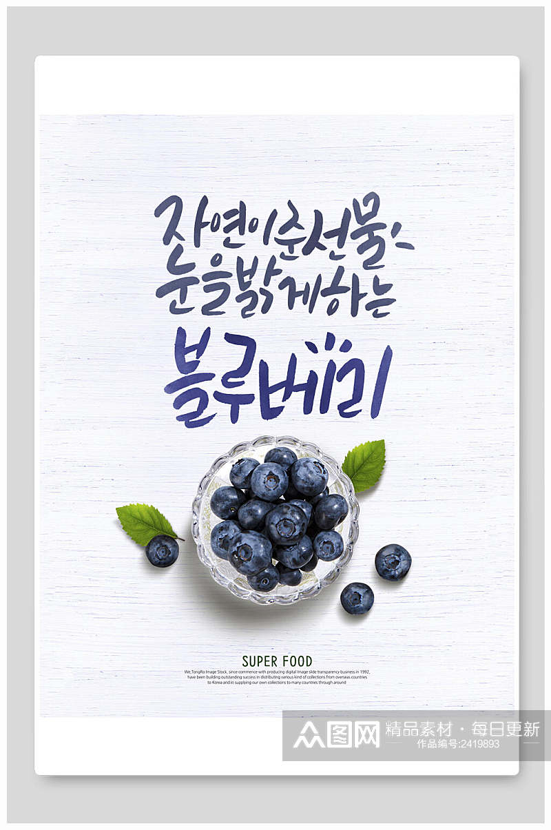 清新蓝莓食物海报素材