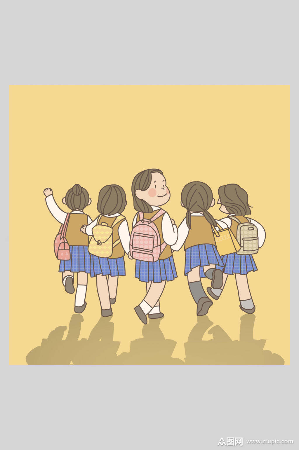 学生放学人物插画素材素材