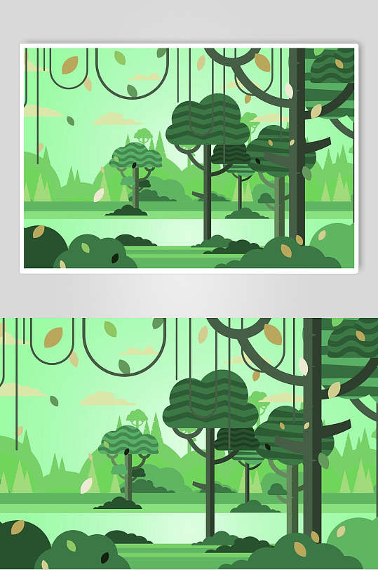 绿色森林环保插画素材
