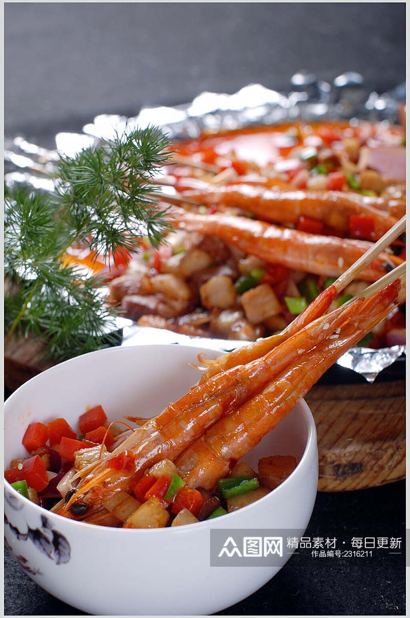 热铁板私房虾食物高清图片素材