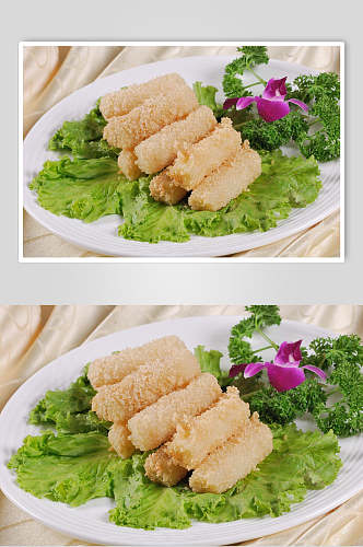 瓜茸一品鳕鱼卷食品图片