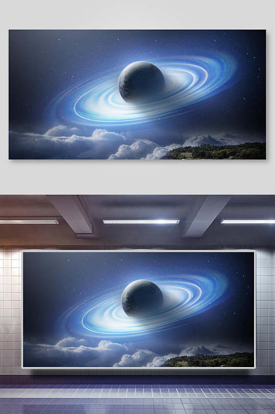 太空科技星球背展板景