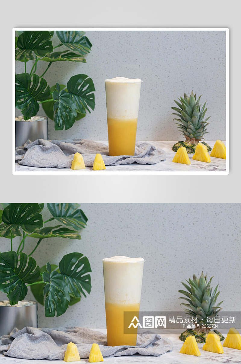 夏日清凉饮品奶盖奶茶场景摄影图素材