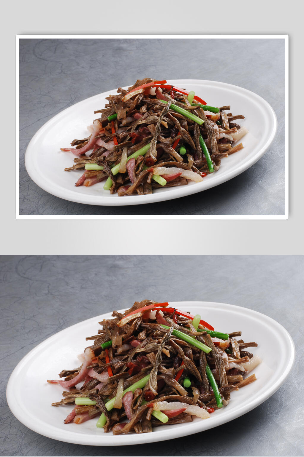 美味干豇豆炒腊肉食物图片素材