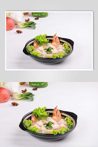 大虾海鲜混沌云吞餐饮高清图片