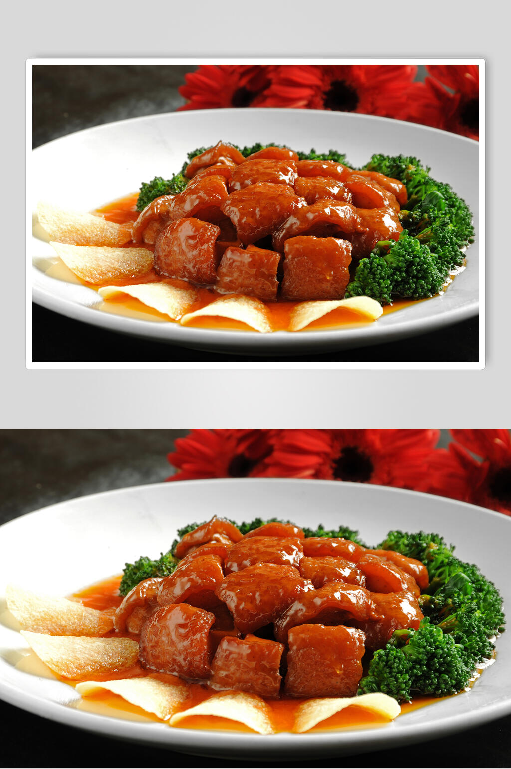 精品西蓝花红烧肉摄影图片素材