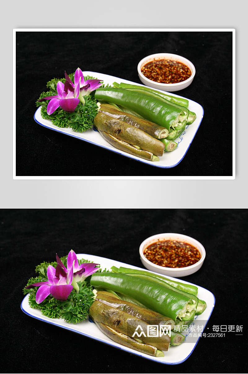 蒸茄子辣椒餐饮食品图片素材