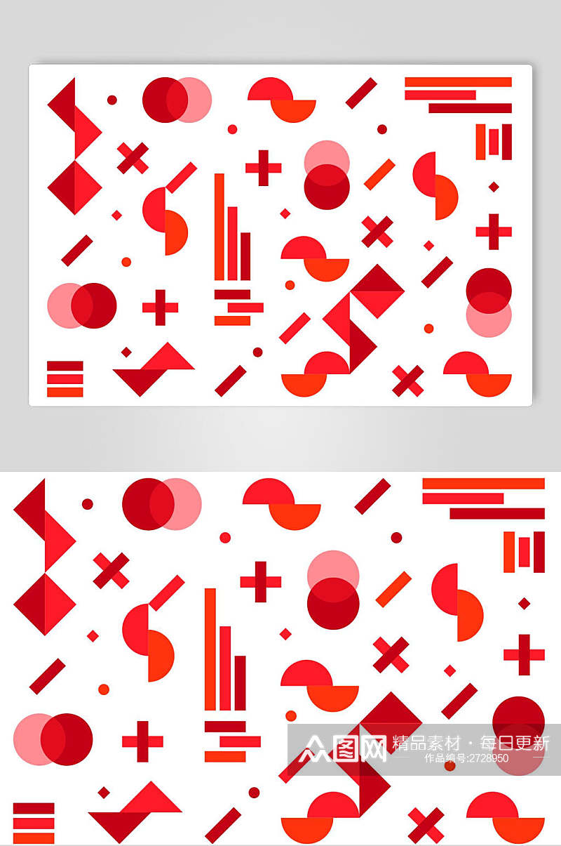 红色鲜艳几何图案矢量素材素材