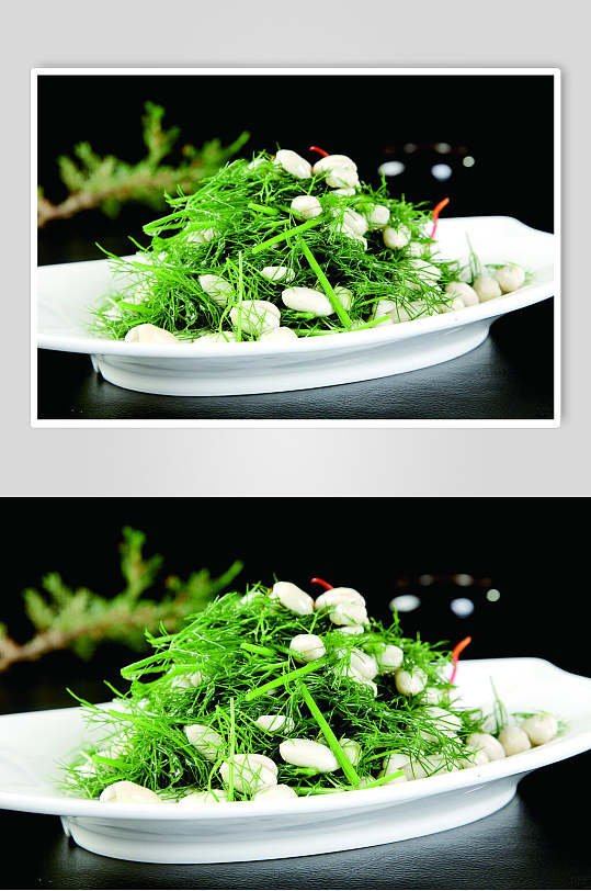 茴香苗拌鲜花生食品摄影图片