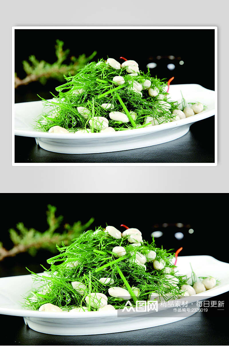 茴香苗拌鲜花生食品摄影图片素材