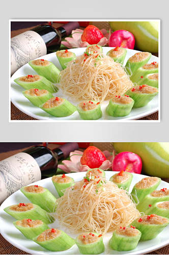蒜茸蒸棒瓜食品菜摄影图片