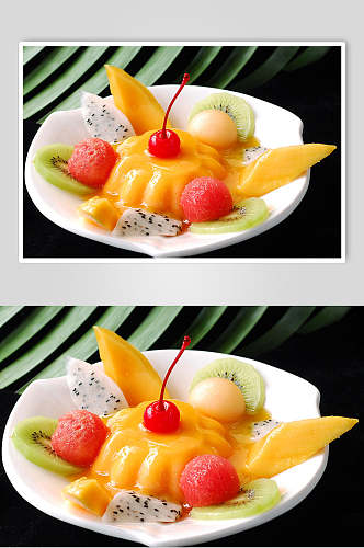 芒果布丁美食图片
