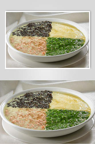 四色米汤蒸水蛋高清图片