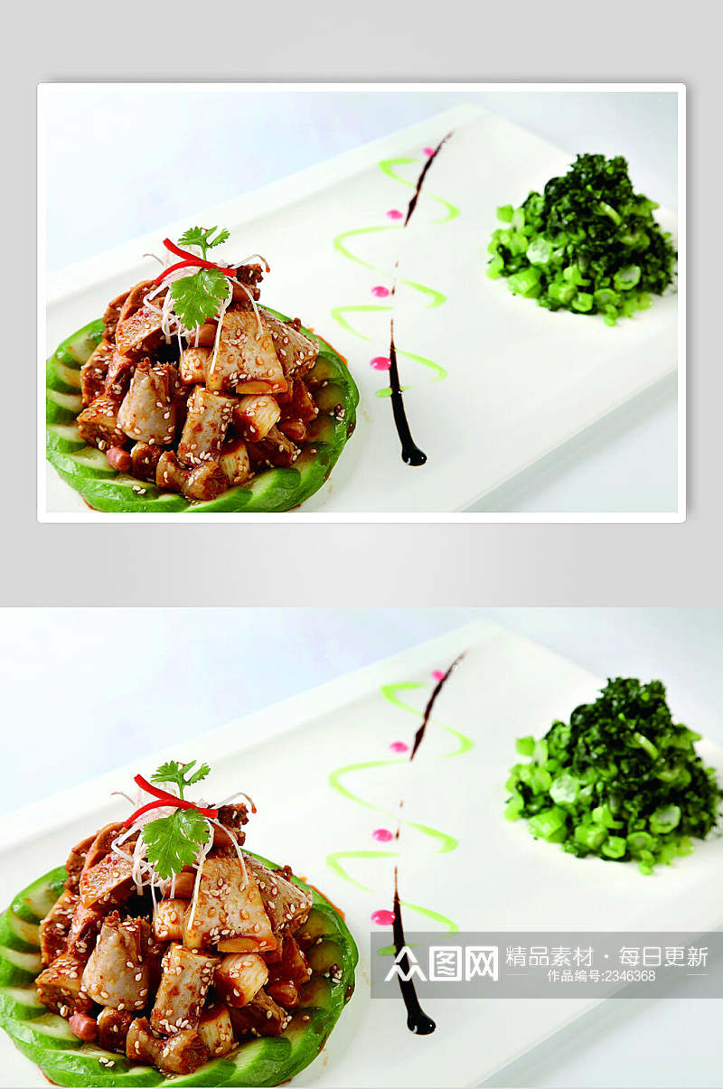 冲菜拌土鸡食品高清图片素材