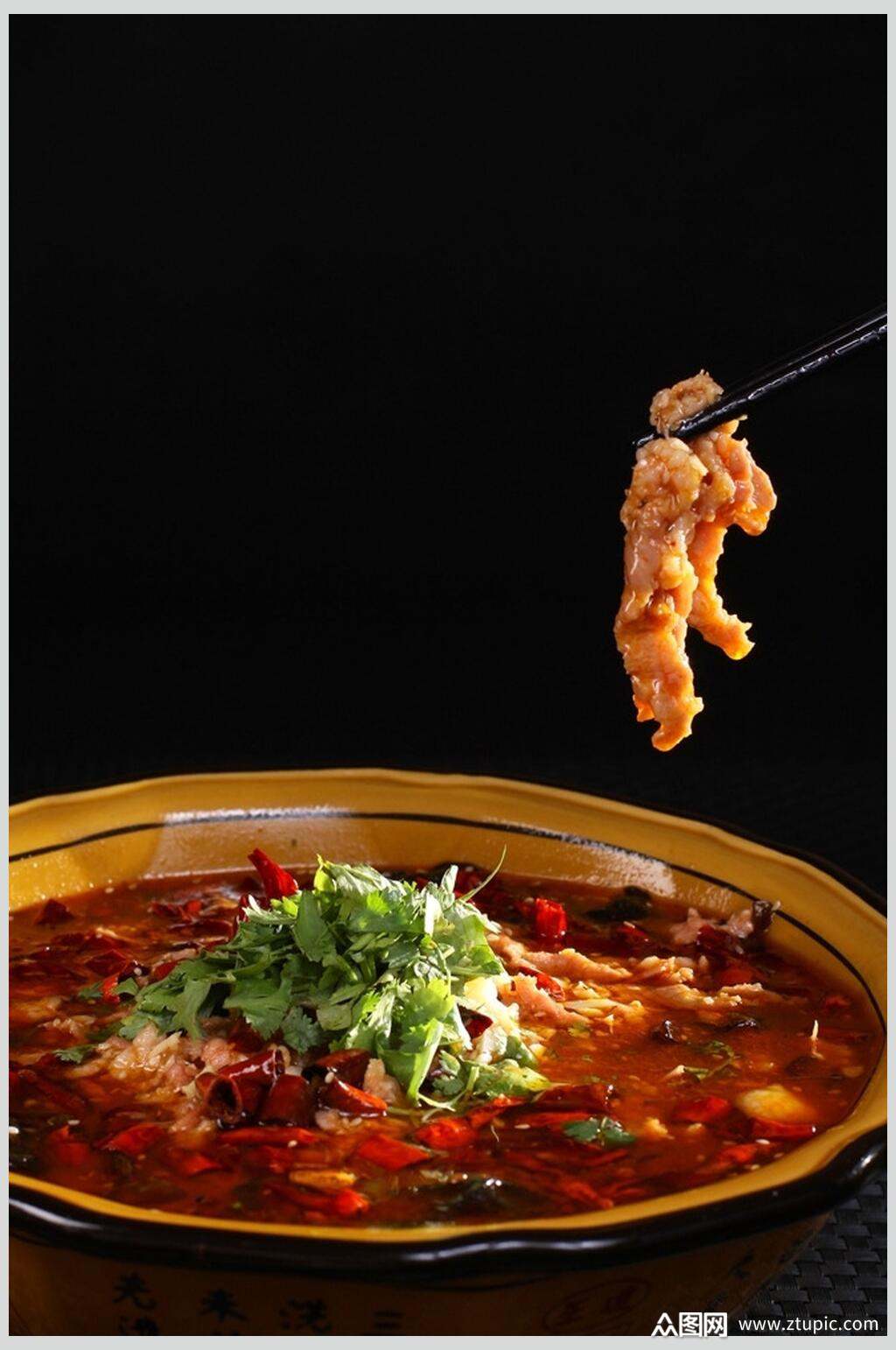 特色水煮肉片食品摄影图片