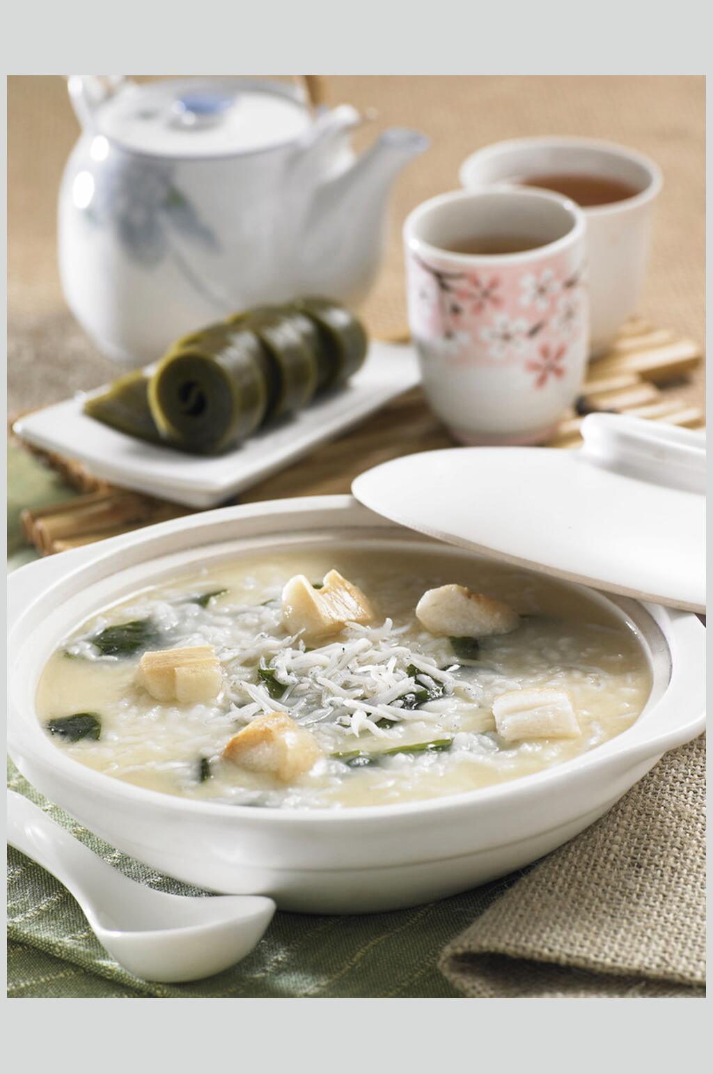 吻仔鱼粥食物图片素材
