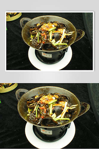 干锅野生耳食物摄影图片