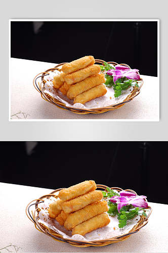 小吃香酥糯米卷食品高清图片
