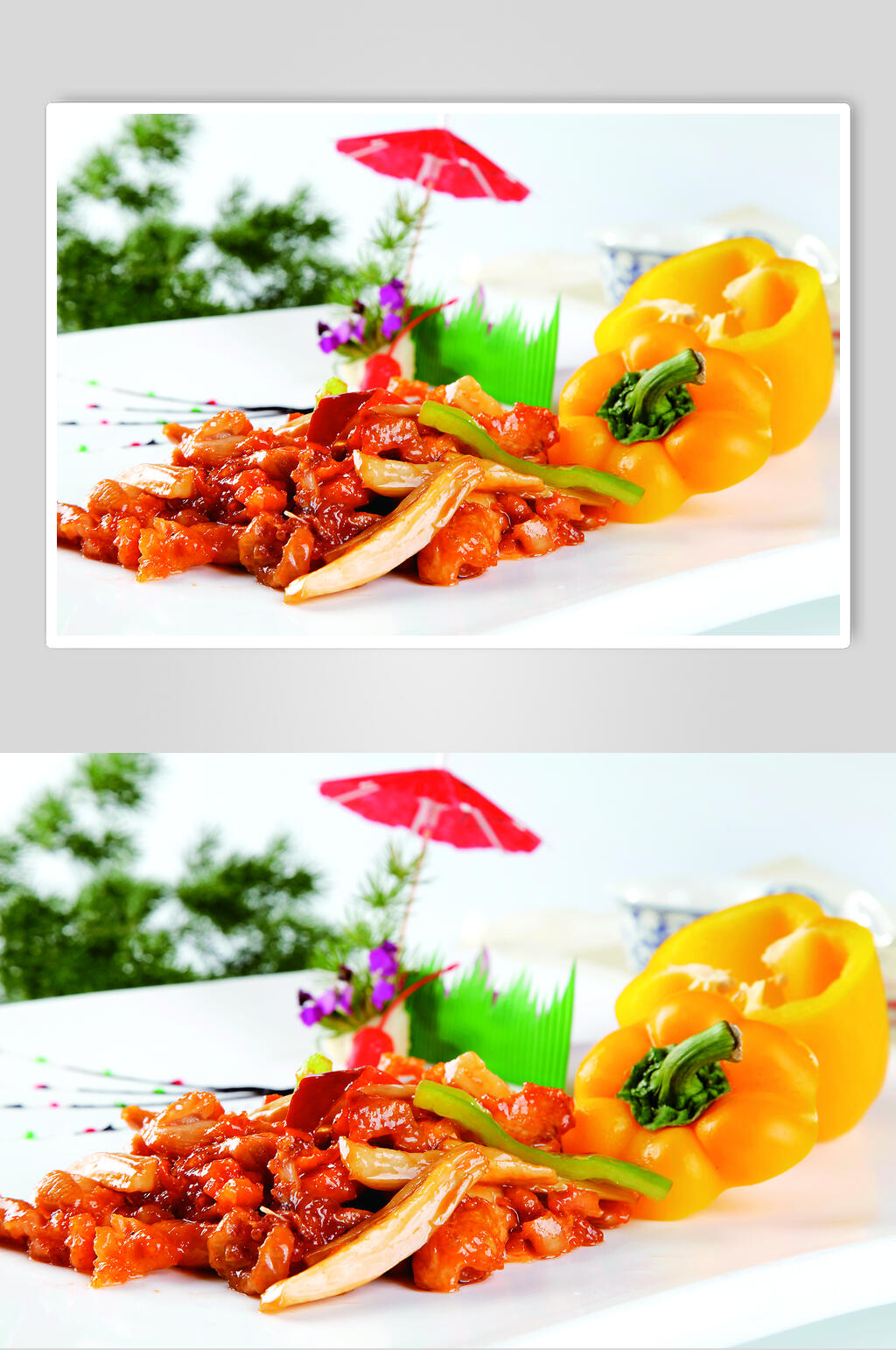 杏鲍菇炒鸡柳餐饮摄影图片素材