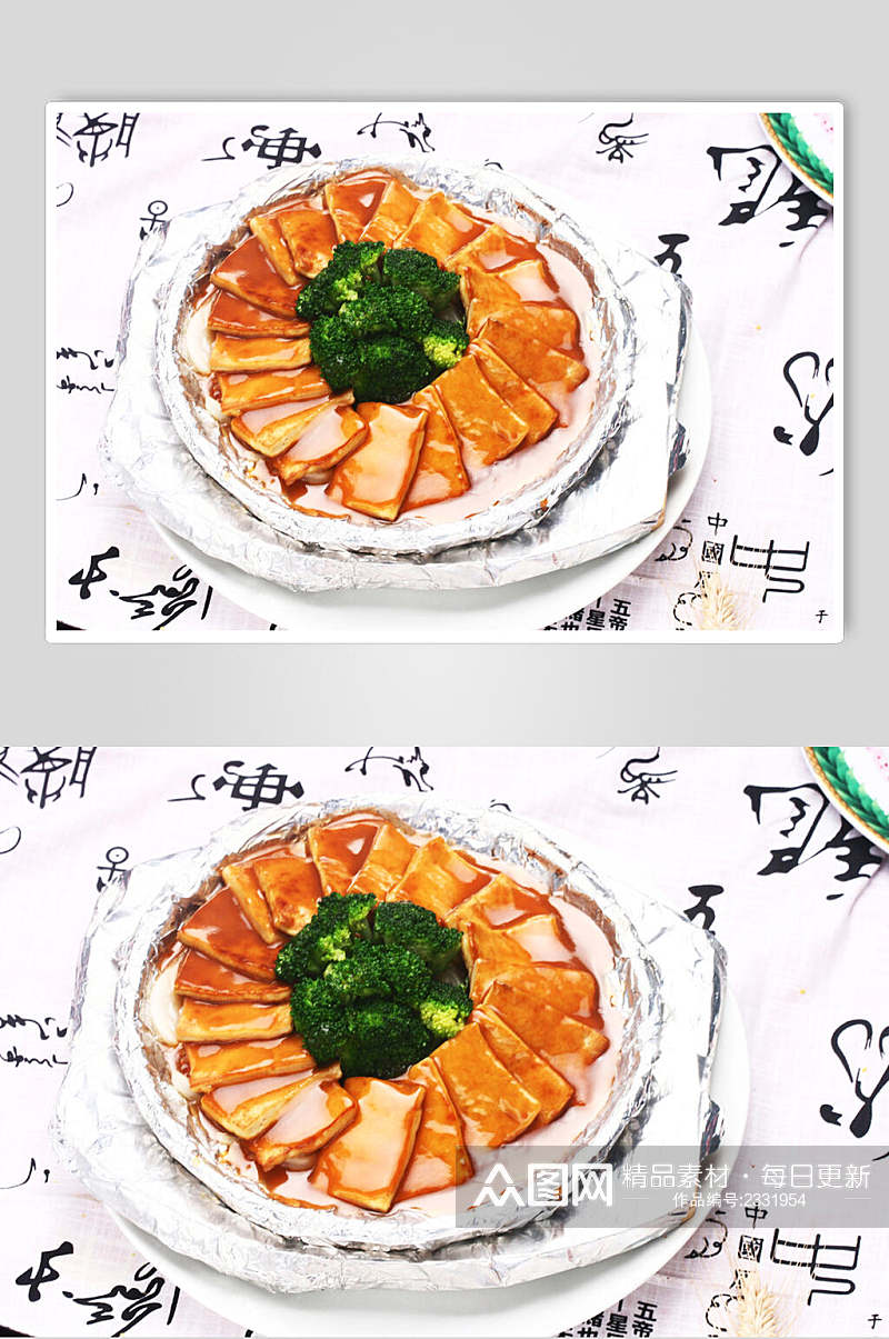 鲍汁煎豆腐食品高清图片素材