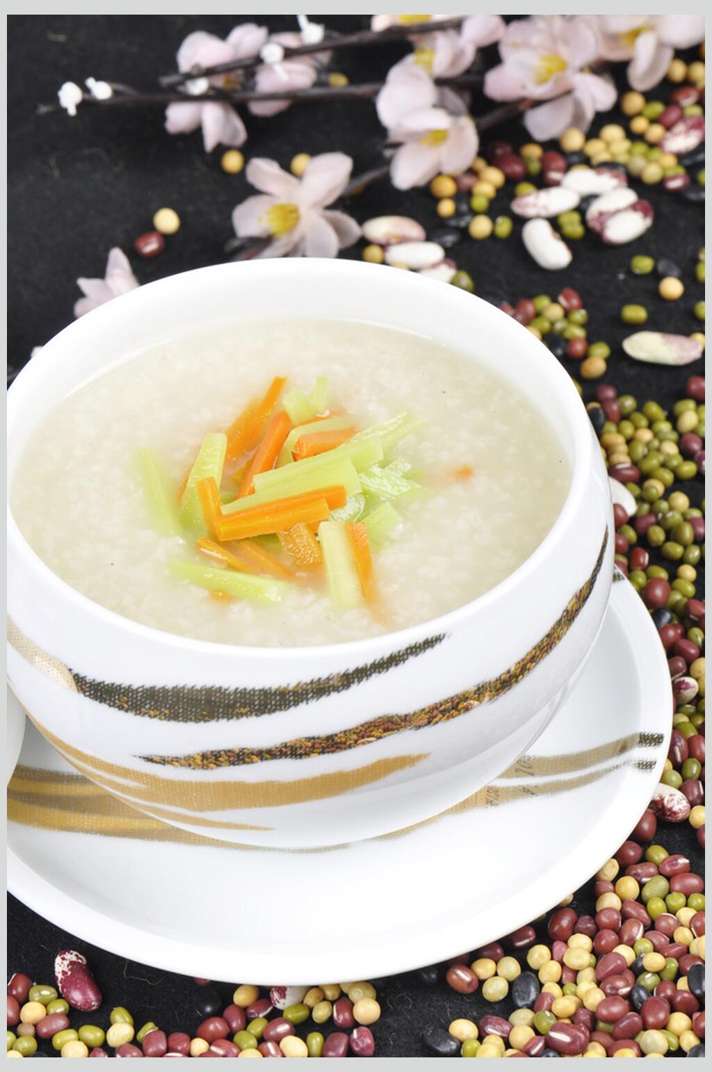 胡萝卜芥兰粥食物高清图片素材