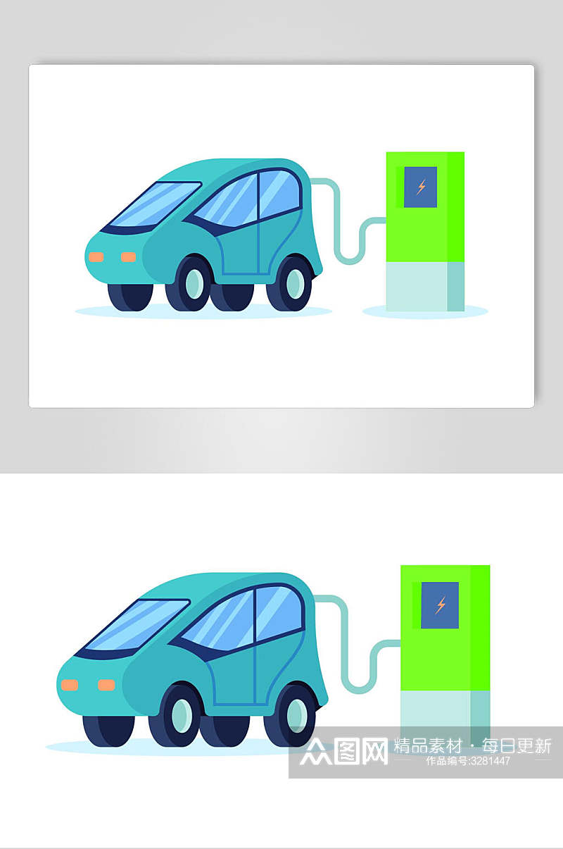 新能源电动汽车矢量插画素材素材