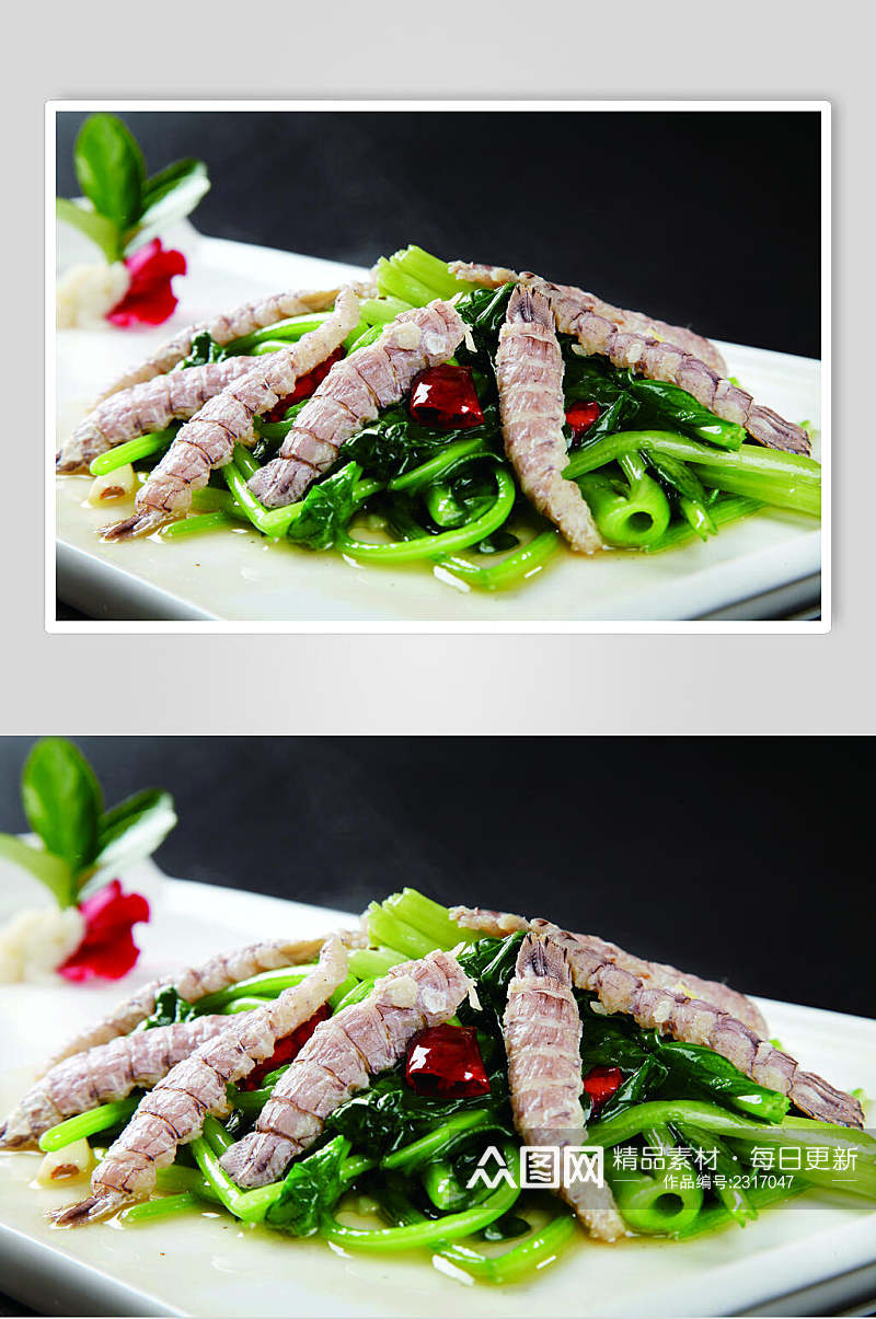 菠菜炒虾爬肉餐饮食品图片素材