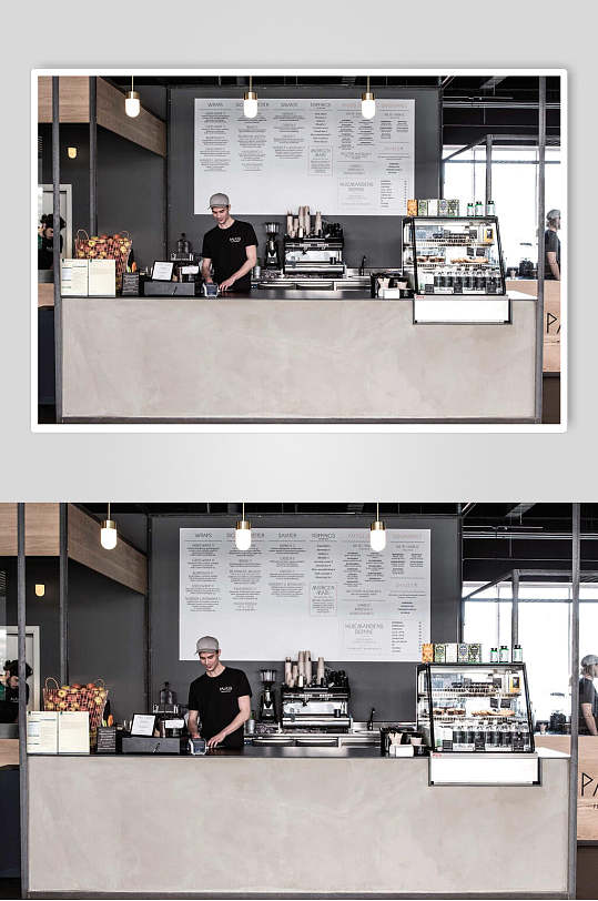 咖啡饮品店收银台摄影图片