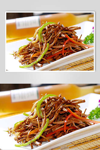 干煸茶树菇餐饮食物图片