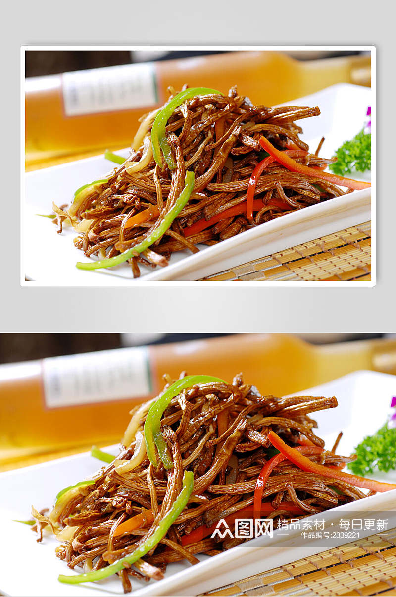 干煸茶树菇餐饮食物图片素材