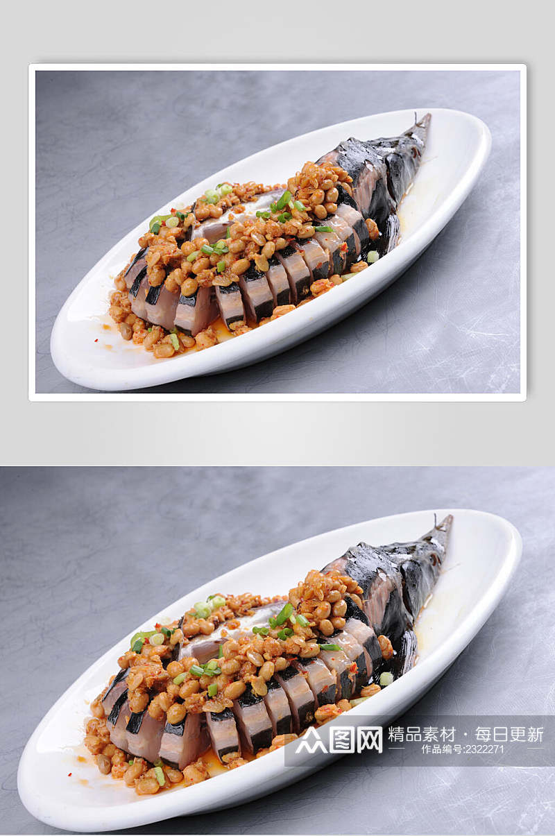 腊八豆蒸中华鲟食物实拍图片素材