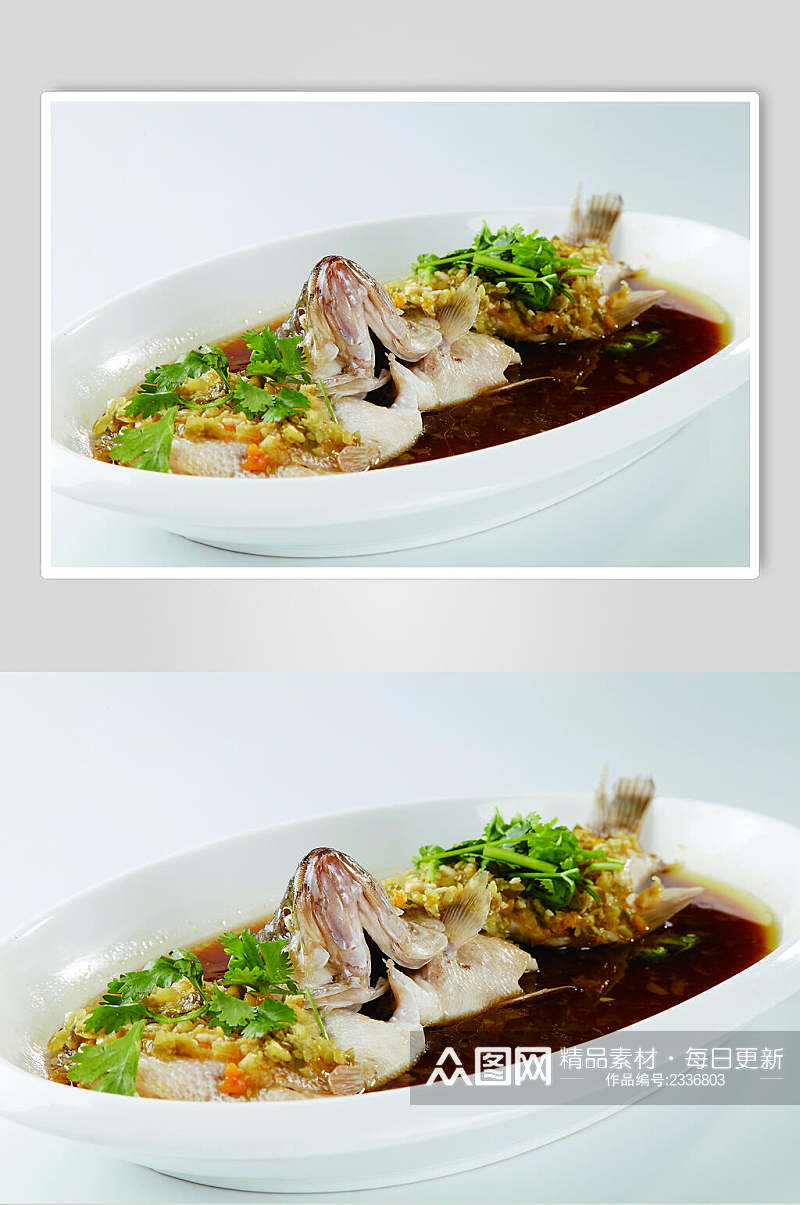 招牌清蒸鲈鱼食品菜摄影图片素材