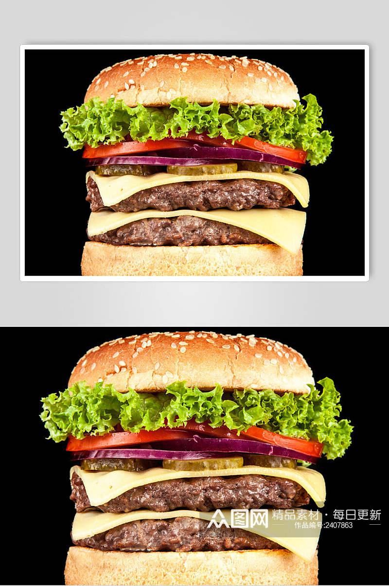 精品牛肉汉堡食物高清图片素材