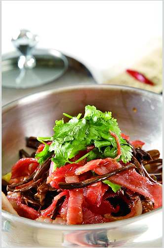飘香培根茶树菇食品摄影图片