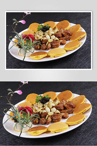 新鲜美味榄菜金蒜海山骨食物图片