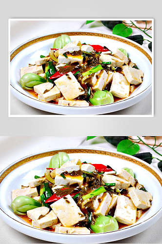 浆水菜炒豆腐食物高清图片