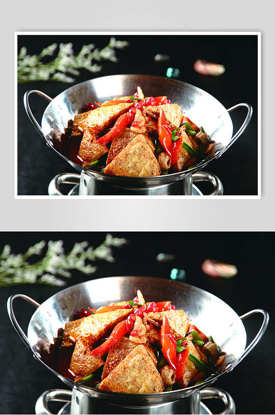 干锅脆皮豆腐食物图片