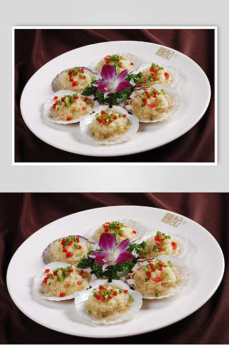 蒜茸粉丝蒸扇贝食品高清图片