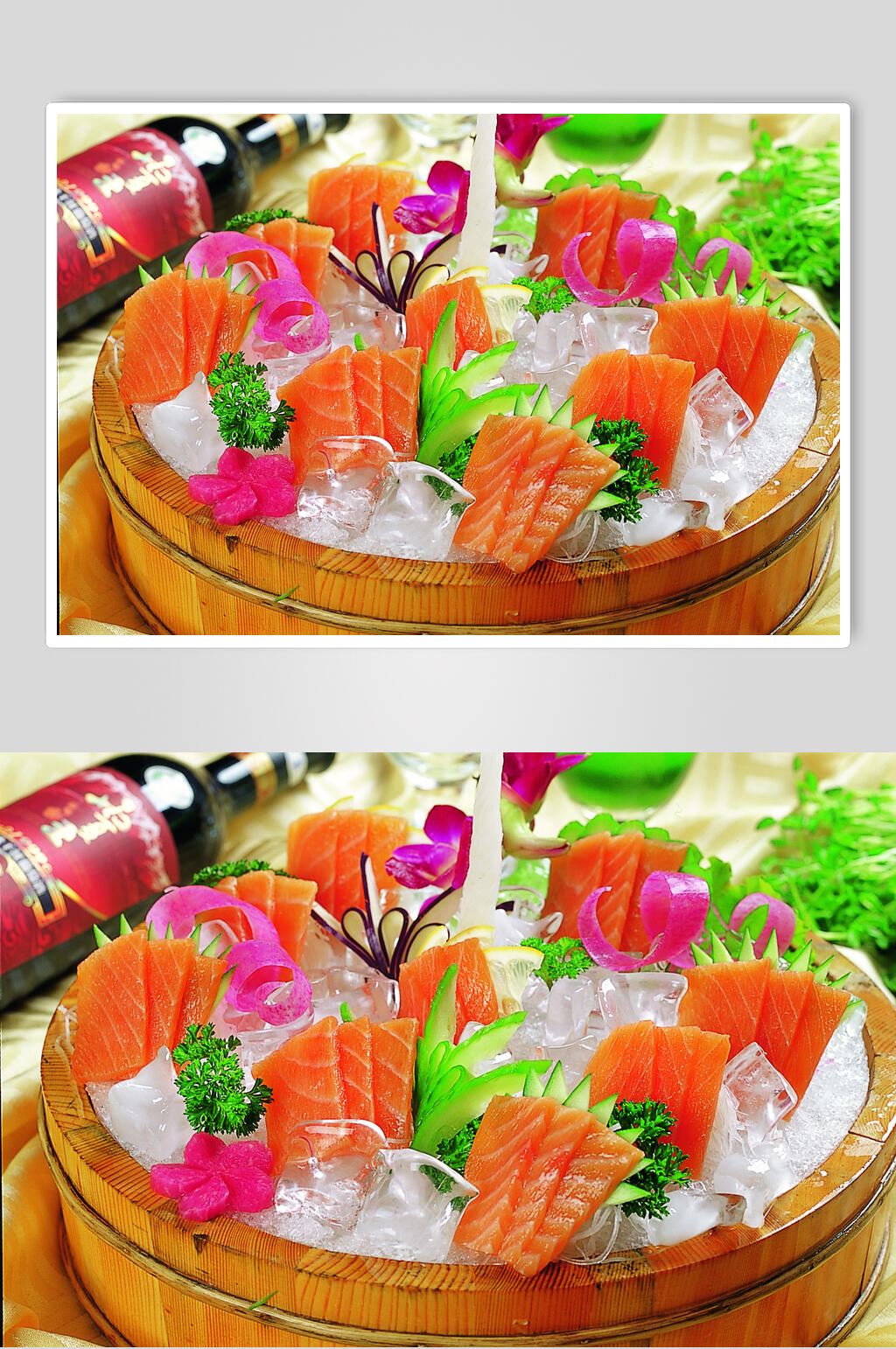 新鲜三文鱼刺身元食品图片素材