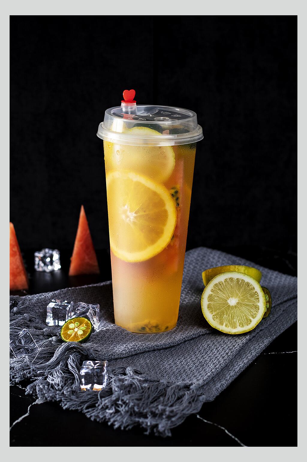夏日冰凉美味水果茶饮品摄影图素材