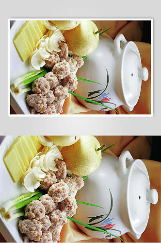 雪梨百合肉丸汤餐饮高清图片