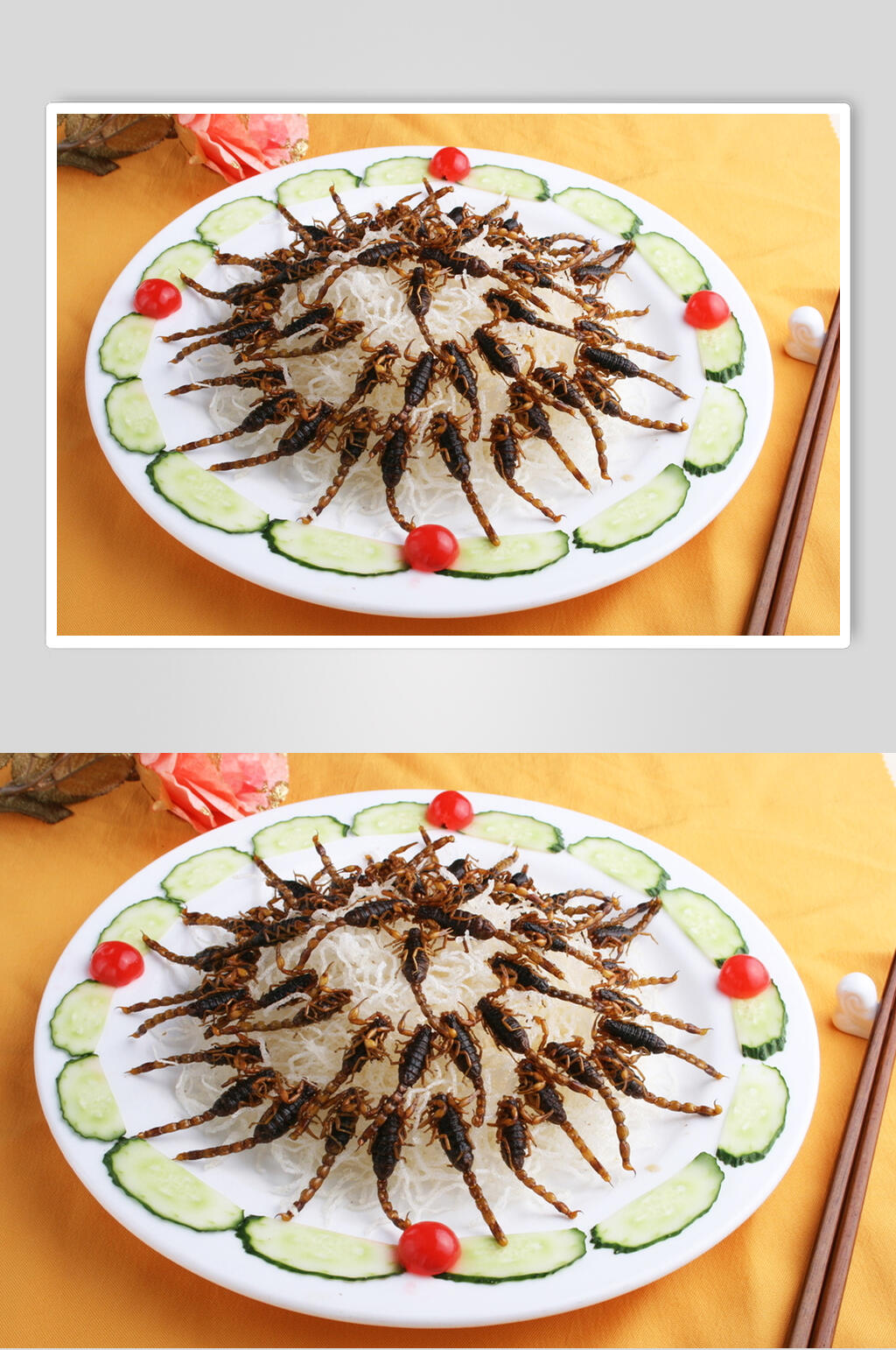 特色椒盐野生蝎食物摄影图片素材