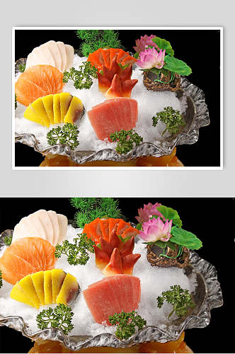 精致美食海鲜刺身拼盘食品摄影图片