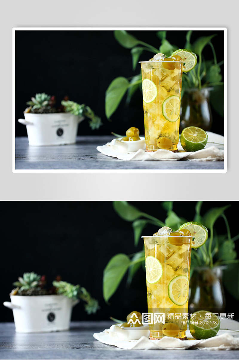 夏日清凉柠檬茶奶茶场景摄影图素材