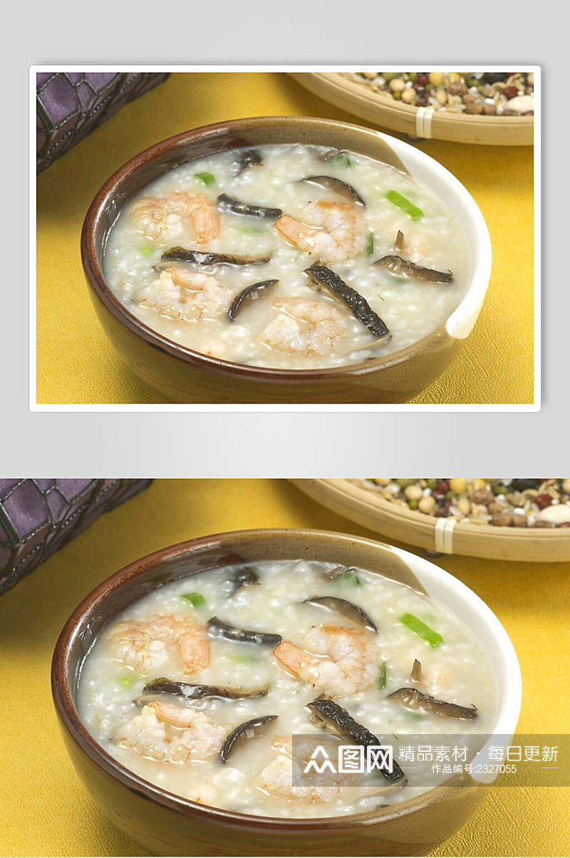 香菇虾仁粥餐饮摄影图片素材