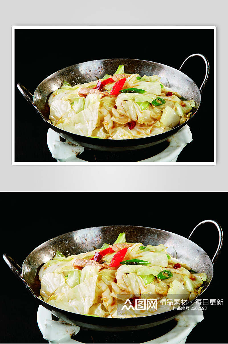 美味干锅手撕包菜食品高清图片素材