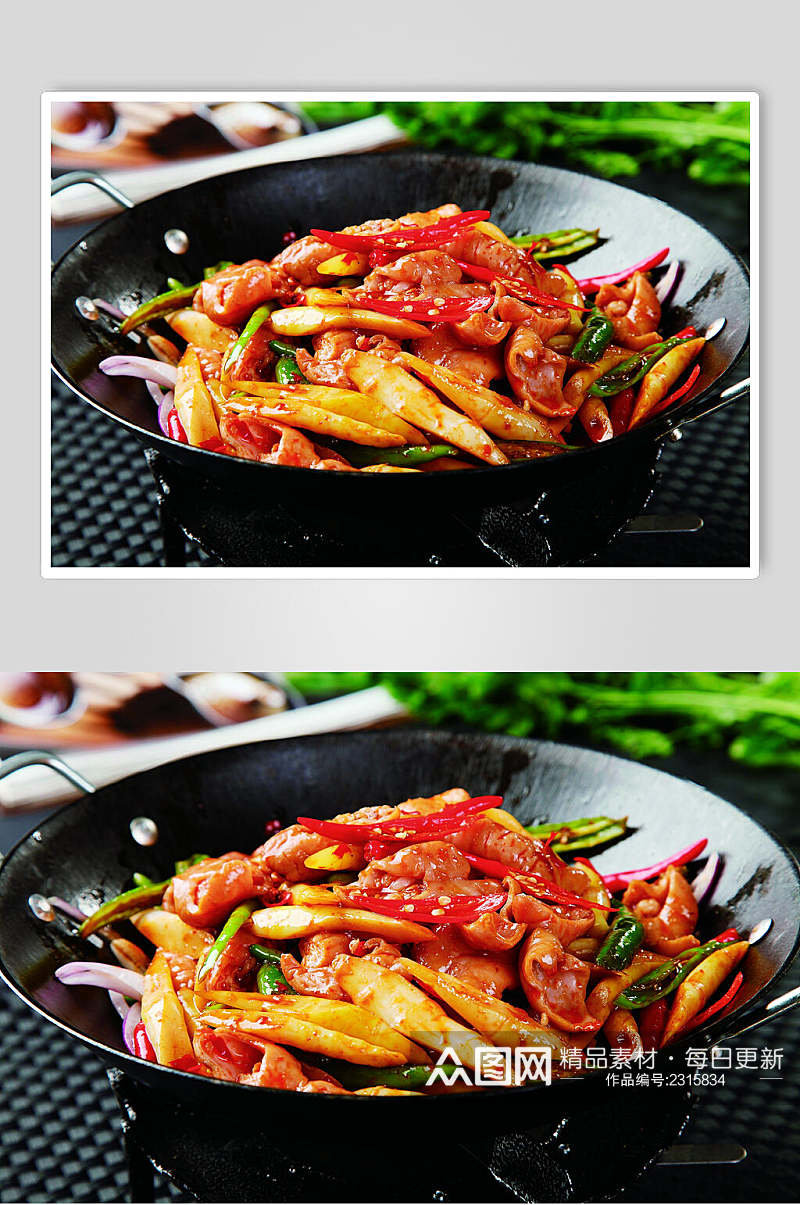 干锅竹笋肥肠食品高清图片素材