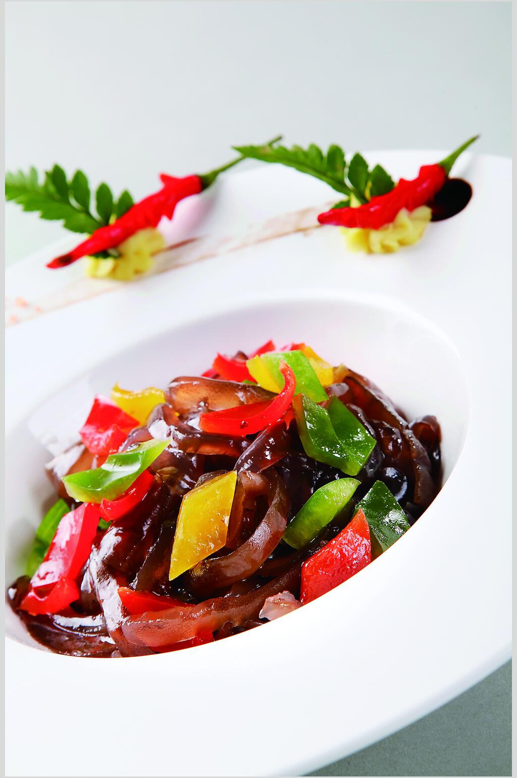 香辣美味海鲜捞汁海参食物高清图片素材