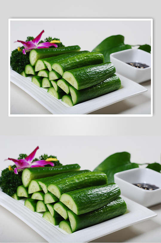 新鲜乳瓜沾酱图片